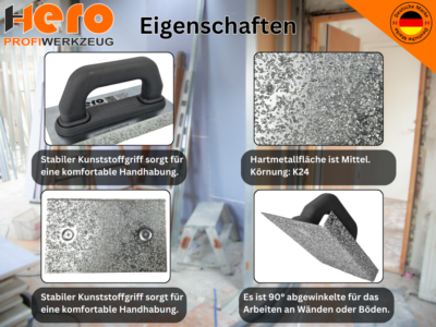 HERO Hartmetall Handschleifer Schleifbrett | HM-Splittfläche