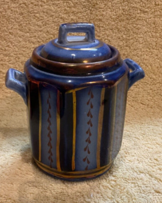1890's Gaudy Porcelain Blue Flow Sugar Bowl