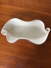 Hilborn Pottery Serving Dish Off WhitePinched Rolled Ends Designs Signed Canada