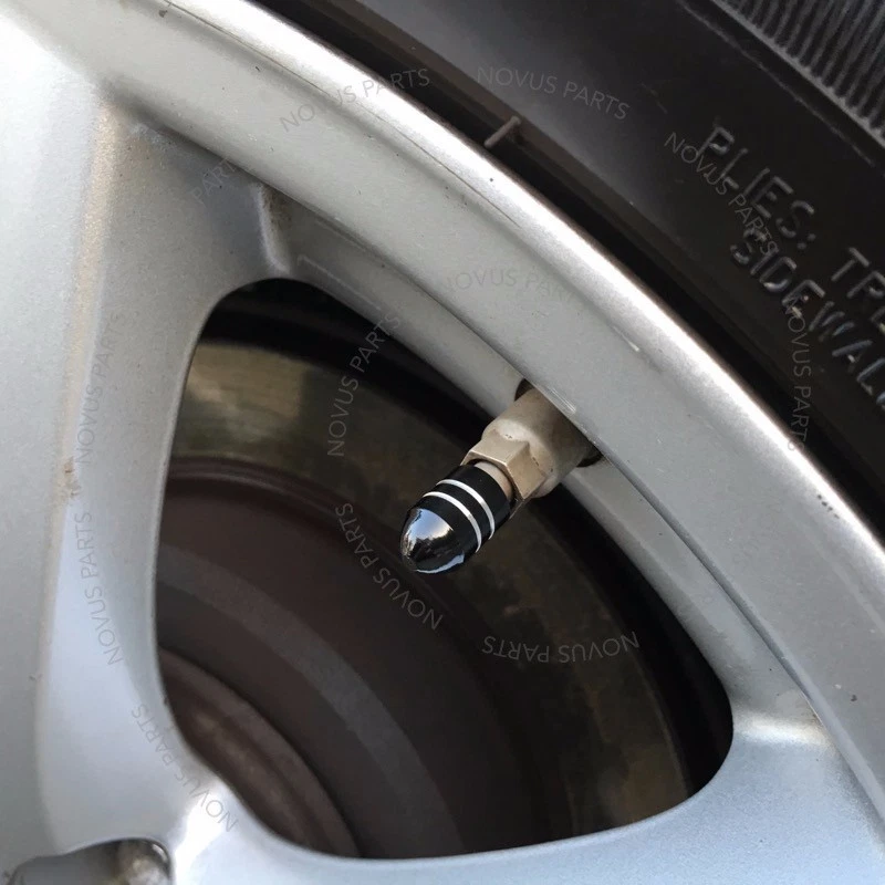 For Ford Mustang Taurus F-150 Black 4pcs Bullet Style Tire Valve Cap Rim Vehicle - Image 4 of 4