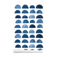 Blue half Round Dot Peel and Stick Wall Decor Self-Adhesive Wallpaper 18"x116"