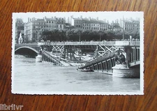 Photograph silver print LYON LIBERATION 1944 bridge destroyed