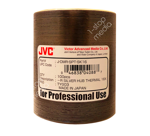 100-pk JVC TaiyoYuden Silver Thermal Hub Printable DVD-R 16x (SPT-SK16; JAPAN) - 第 1/4 張圖片