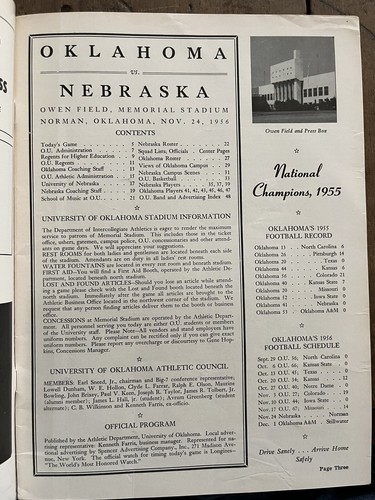 1956 Oklahoma v Nebraska football program/#39 In 47 game win streak-in-Near Mint - Picture 14 of 17