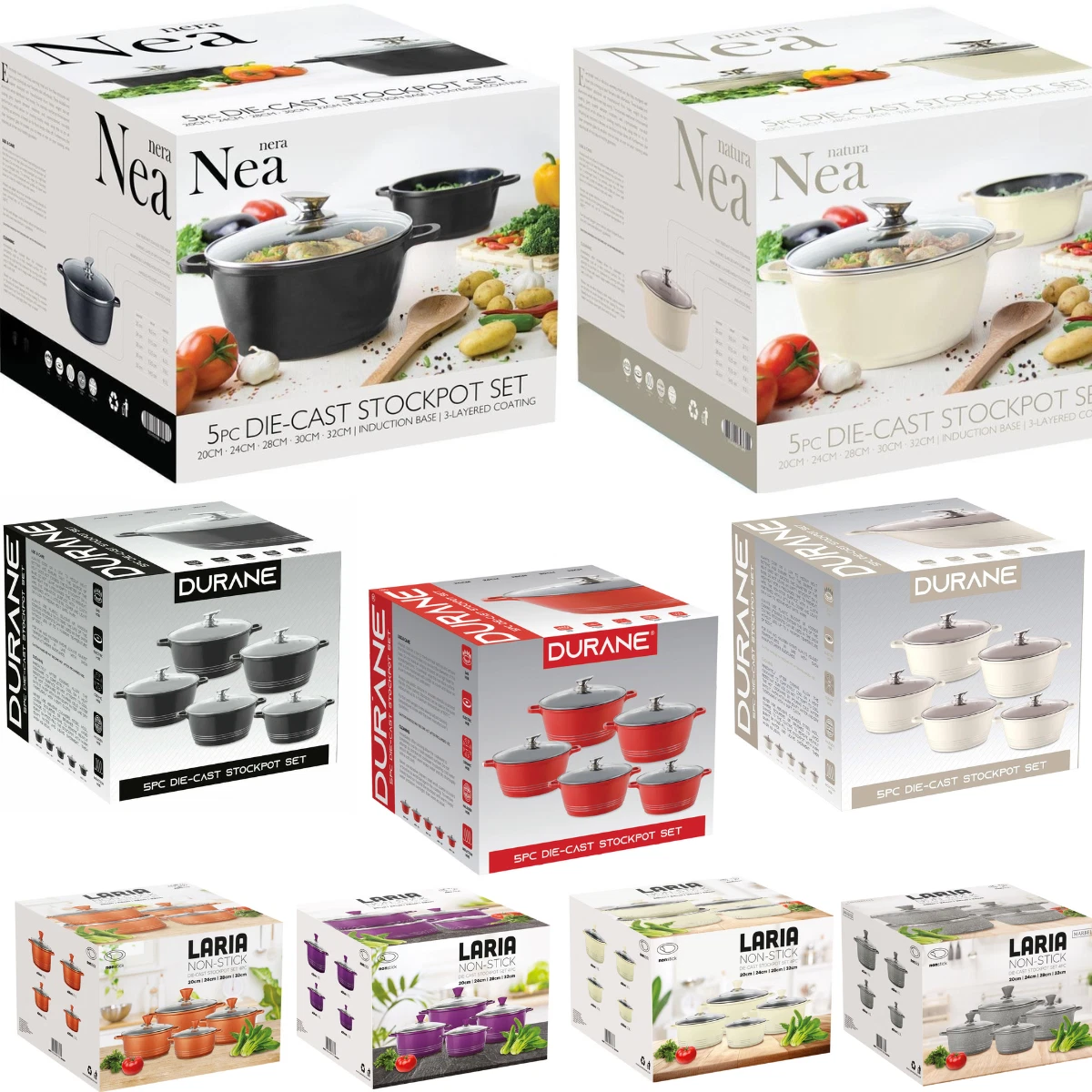 5PC Die Cast Non Stick Stockpot Cooking Pan Pot Set Cookware Induction Casserole
Opens in a new wind