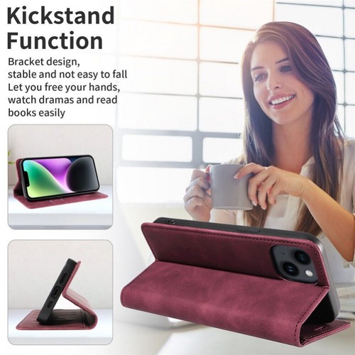 For iPhone 16 15 14 13 12 11 Pro Max Plus Leather Wallet Case Flip Magnet Cover - Picture 6 of 76