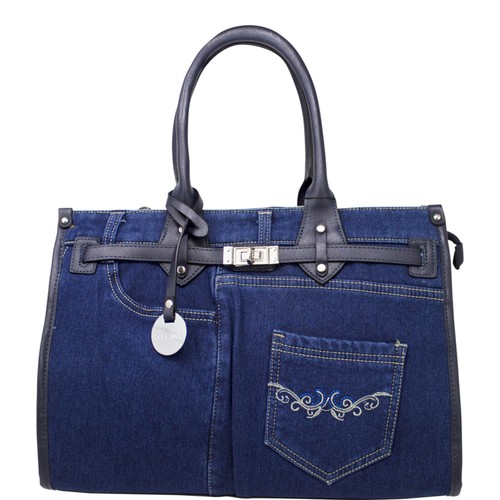 Women Denim Style Grab Strap Tote Bag Ladies Crossbody Shoulder Handbag J8016 - Picture 11 of 25