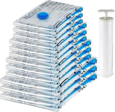 Sacs de rangement sous vide Lot de 6 sacs compression + Pompe - Photo 1/4