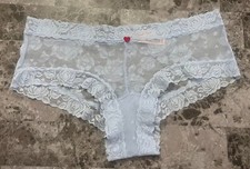 NWT VICTORIA'S SECRET LARGE BLUE HEART MESH FLORAL LACE BACK CHEEKY PANTIES
