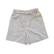 Vintage 70s Deadstock High Rise Purple Pinstriped Belted Shorts S