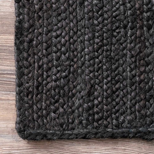 Tappeto Tappeto Iuta Nera Tappeto Fatto a Fatto Naturale Fatto a Mano Intrecciato Moderno Aspetto Rustico - Foto 5 di 7