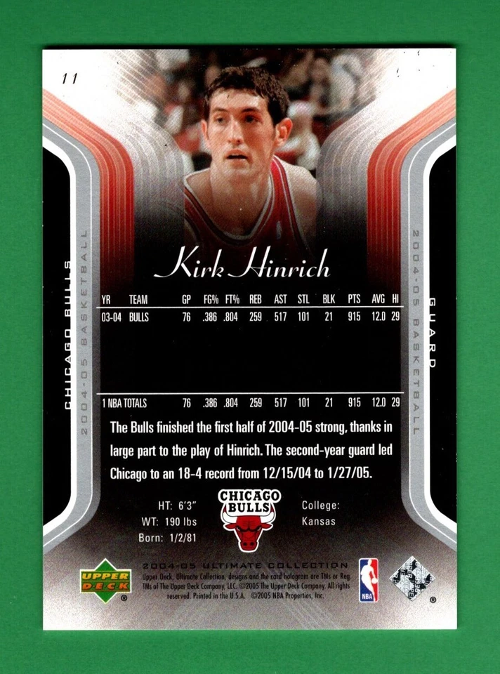 2004-05 Ultimate Collection #11 Kirk Hinrich Chicago Bulls /750 - Image 2 of 2