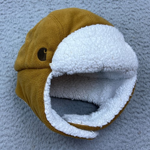 Carhartt Toddler Baby Bubba Hat Sherpa Lined Trapper Cap Carhartt Brown Logo