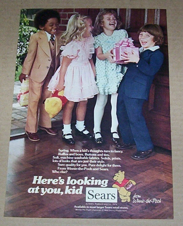 1979 print ad Sears little girl boy Winnie the Pooh party