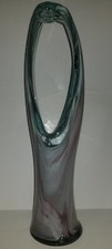VINTAGE MCM HAND BLOWN STRETCHED ART GLASS BASKET VASE MURANO STYLE-ORIGINAL-