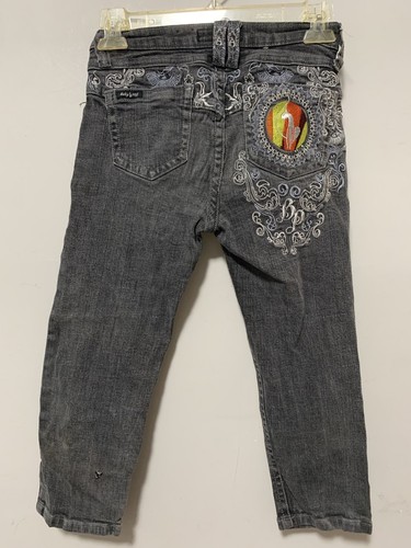 Vintage Baby Phat Girlz Jeans Girls 12 Blue Wide Leg Capri Embroidered Y2K Jeans - Picture 9 of 13