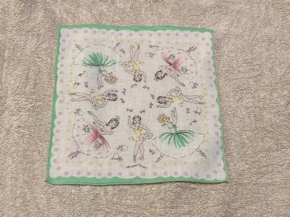 Bailarinas Pastel Rosa Flor Borde Borde Verde Borde Pañuelo Como Está Foto 4 de 4