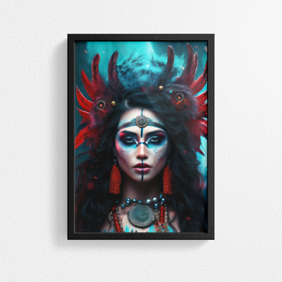 Exquisite indische Schönheit: Atemberaubende Frau Porträt Kunst - Wohndeko Poster Druck
