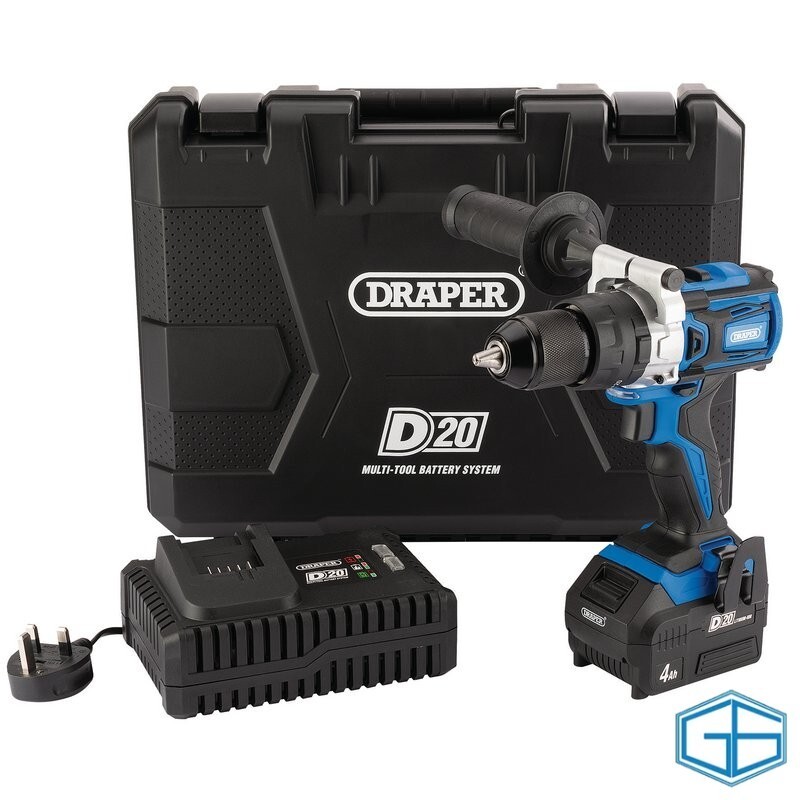 20V BRUSHLESS COMBI DRILL  FAST CHARGER DRAPER  79894  INCOMPLETE NO BATTERY