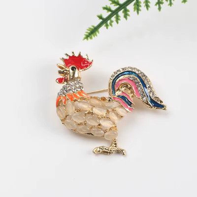 Easter Spring New Colorful Rooster Chicken Clear Sparkling Crystals Pin Brooch