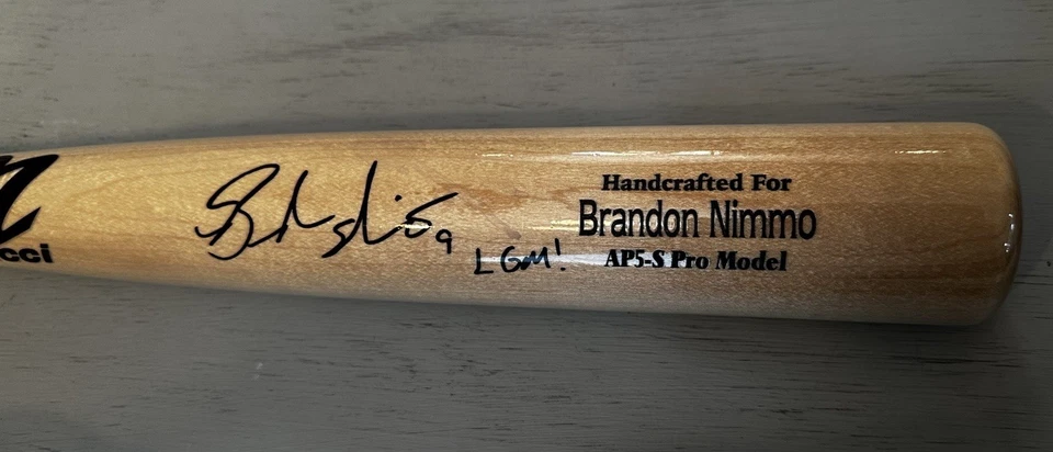 Brandon Nimmo LGM! Murciélago Autografiado Modelo Juego Marucci - Mets - Fanáticos Certificado de Autenticidad MLB Foto 3 de 4