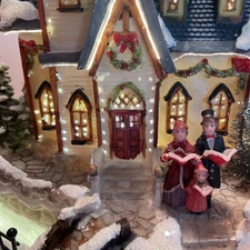 Target 2007 Fiber Optic Village Church with Skating Children Animated Musical