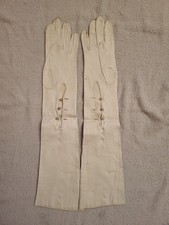 Vintage Off White Mousquetaire Opera Gloves Kid Leather Size 7 Italy