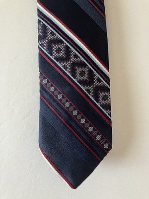 Andhurst Men's Necktie Tie Polyester Black Red White Geometric Stripe Slim 55''