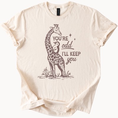 Giraffe and Bird Friendship Graphic Shirt Youre Odd Ill Keep You Animal Tee