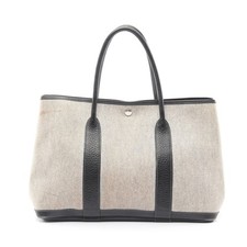HERMES Garden Party PM Tote Bag Toile H Ash Negonda Light Gray Black #RC3094