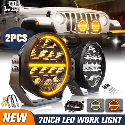2x LED Fernscheinwerfer Nebel Lampe Positionslicht Weiß Gelb DRL Offroad PKW LKW