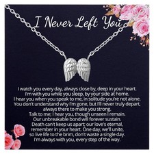 Angel Wings Necklace Gift from Heaven, Memorial Gift for Loss of Mom Dad Son ...