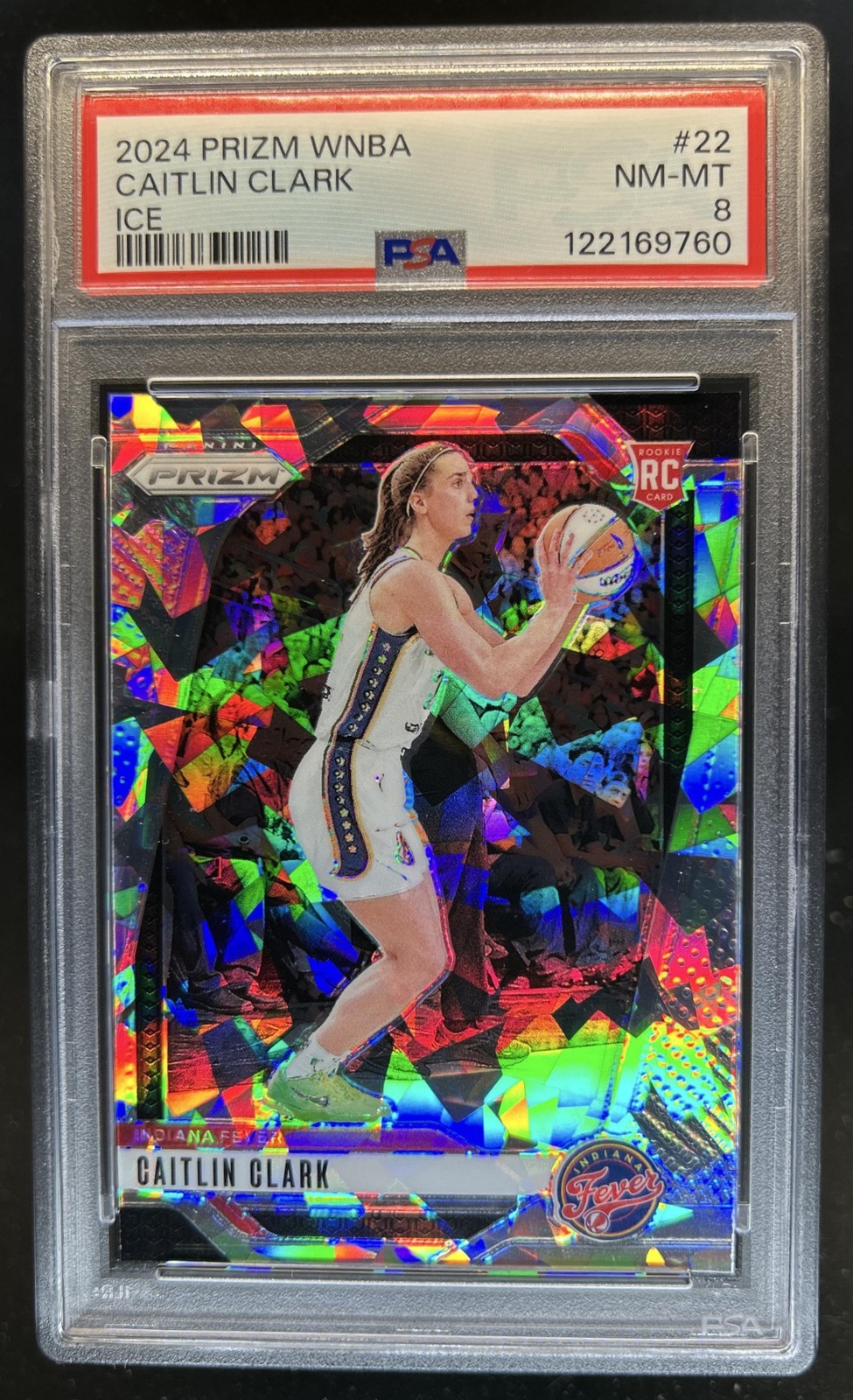 2024 Panini WNBA Prizm Caitlin Clark Ice Rookie RC #22 Fever PSA 8