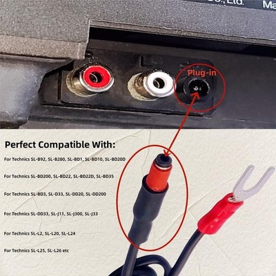 Cable De Alimentación Para Tocadiscos Panasonic Technics SL-BD20, SL-DD22, SL-QD33