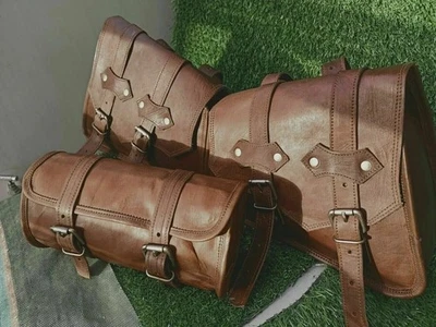 Leder Motorrad Kombitasche Braun Satteltasche Perfektes Gepäck Satteltaschen - Bild 1 von 4