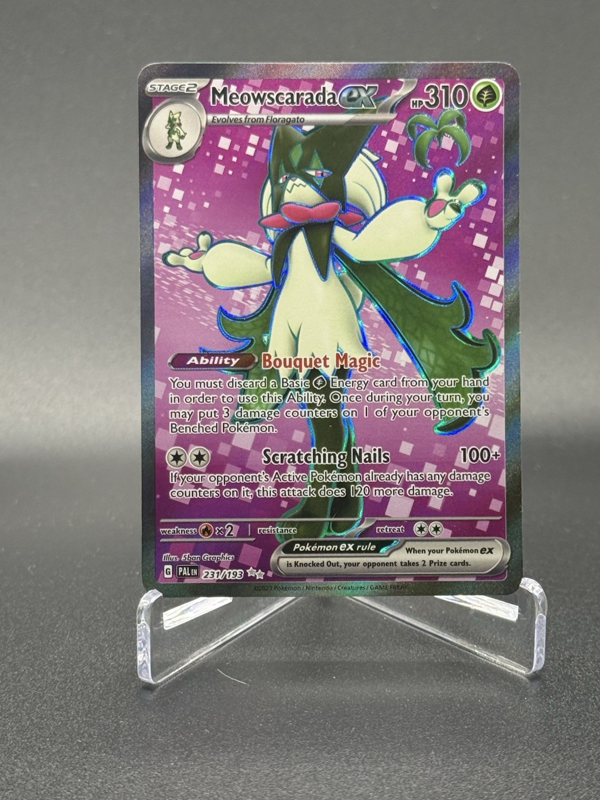Pokémon TCG Meowscarada EX 231/193 Holo Rare Card, NM Condition, Paldea Evolved
