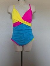Colorblock Twist One-Piece Swimsuit in Pink, Yellow  Blue