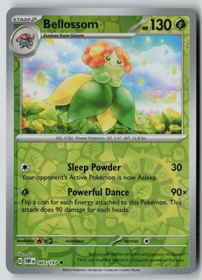 Bellossom 003/197 Uncommon Obsidian Flames Pokemon Reverse Holo NM