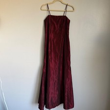 Vintage Vera Wang Burgundy Wine Iridescent Taffeta Maxi Dress Formal Gown 8