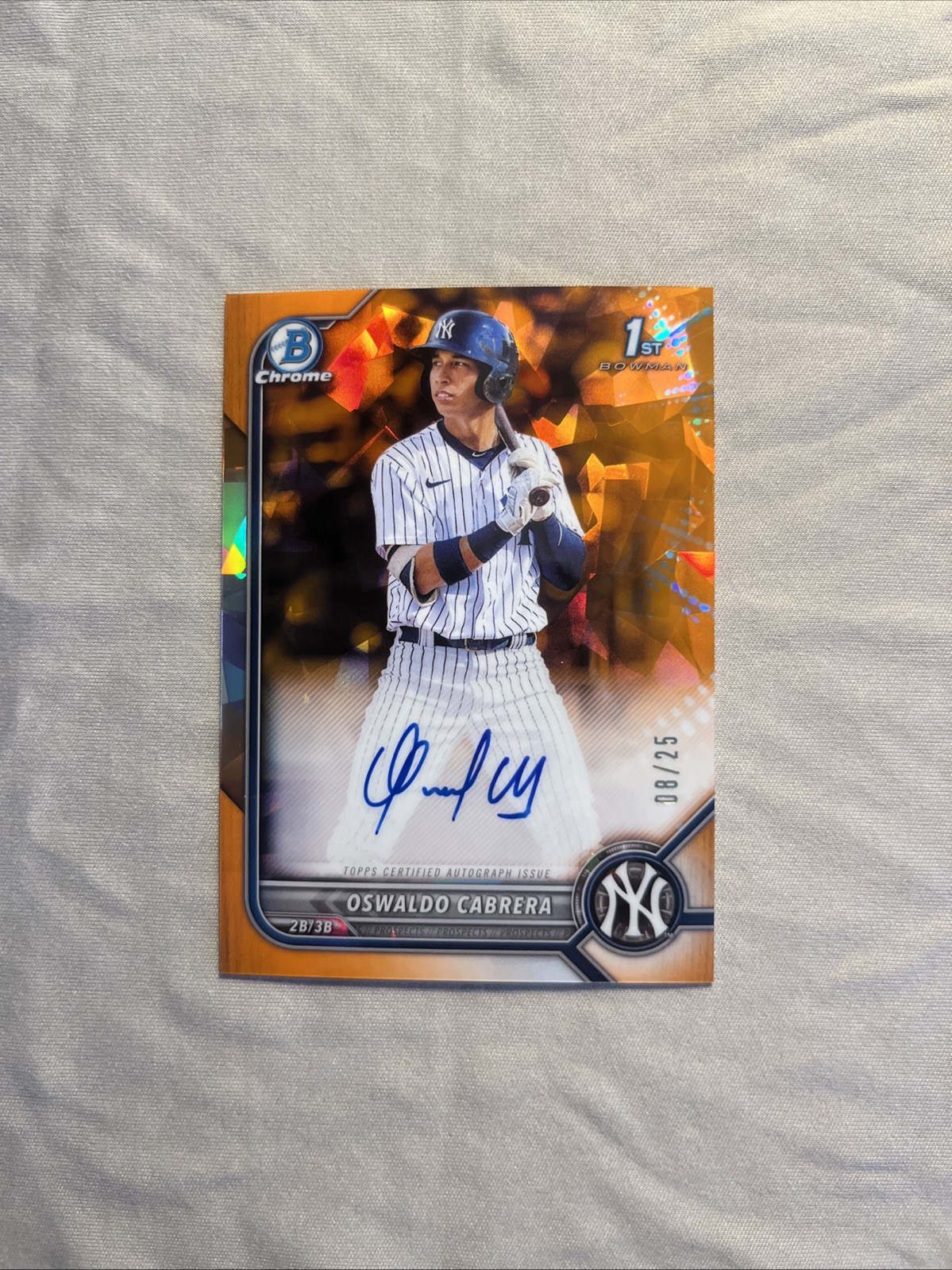 2022 Bowman Chrome Sapphire Oswaldo Cabrera Orange Autograph /25 Yankees