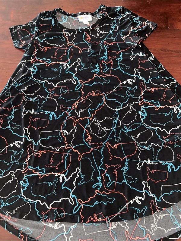 Kids Size 6 LuLaRoe Scarlett Dress USA Americana Collection Pink Teal Black