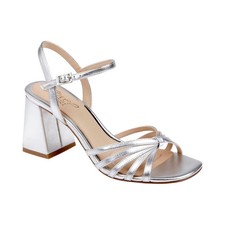 Jewel Badgley Mischka Patience Square Toe Dress Sandals Silver Leather