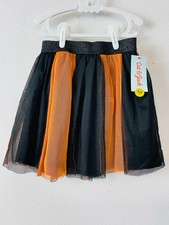 Cat  Jack Girls Halloween Tutu Skirt Black Orange Tulle Glitter Waist NWT