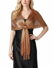 Sparkling Metallic Shawls and Wraps for Evening Wedding or Formal Dresses wit...