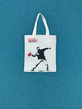 Banksy Genius or Vandal Canvas Tote Bag Iconic Graffiti Art Los Angeles Exhibit