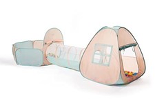 3 in 1 Pop Up Play Tent with Tunnel, Ball Pit for Kids, Pink/ Green  Ball Pit