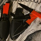 VEVOR 3pc Throwing Knife Set Black Stainless Blades Orange Handles Sheaths — photo 2