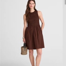 Madewell The Melody Smocked Mini Dress XXS Chocolate Brown