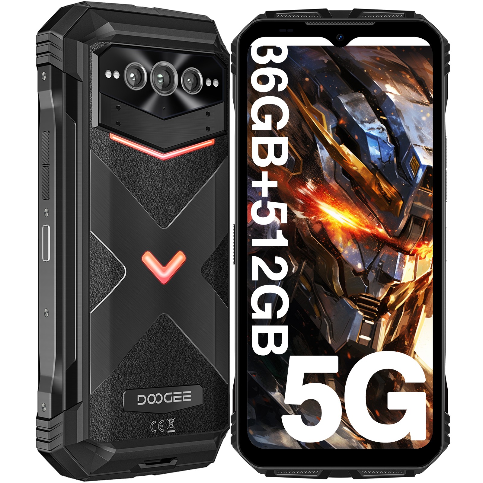 DOOGEE V MAX Plus 5G Rugged Smartphone 22000mAh 36GB+512GB 6.58" Cell Phone NFC