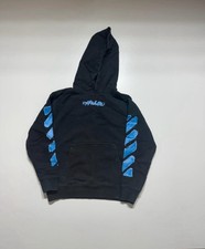 Off-White Unisex Kids 8-9Y Black/Blue Pullover Fleece Hoodie Logo Print